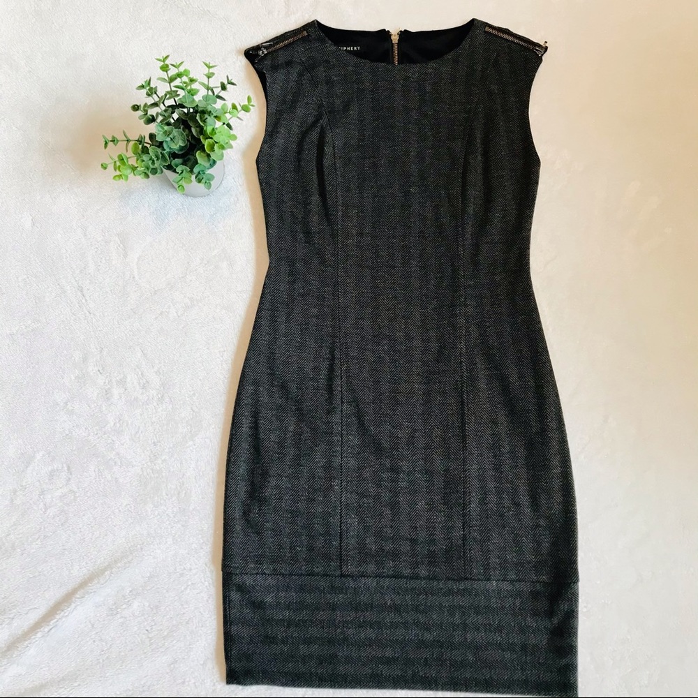 Periphery black and gray sleeveless pencil dress S